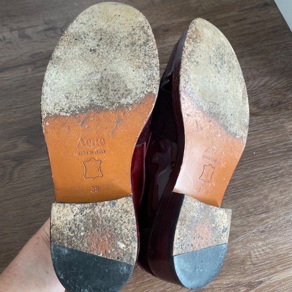 Gorgeous Acne oxblood patent leather and pony hair loafers - Picture 4 of 4